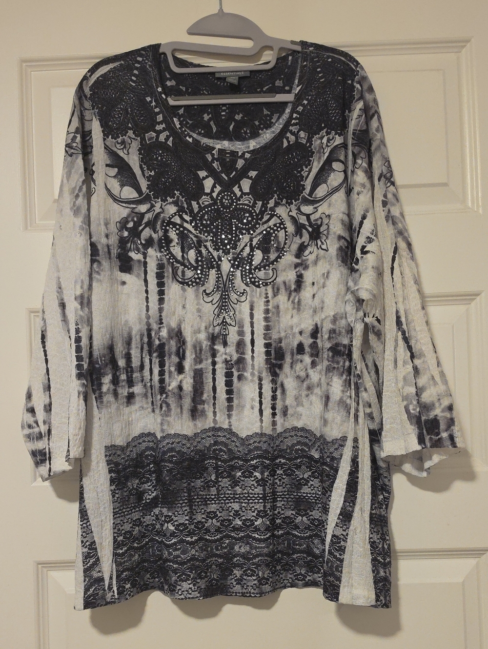 Essentials Black & White Patterned Long Sleeve Tunic